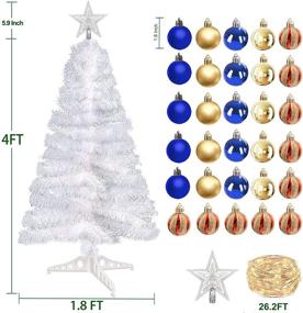 img 3 attached to TURNMEON 4 Foot Pre-lit Christmas Tree with 80 Warm Lights, Timer, 8 Modes, DIY 30 Ball Ornaments, Star Topper, USB Plug, Artificial Pencil Full Xmas Tree - Indoor/Outdoor Home Holiday Decoration (White)