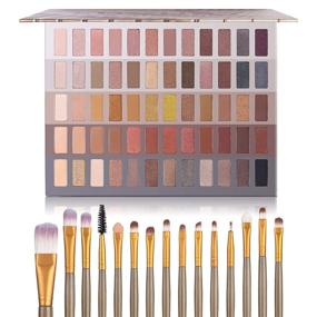 img 4 attached to 🎨 UCANBE Pro 60 Shades Eyeshadow Palette with 15pcs Makeup Brushes Set - High Pigmented Naked Nudes, Shimmer Matte Metallic Smokey Eye Shadow + Soft Synthetic Powder Cream Blending Brush - Neutral Pallet Kit