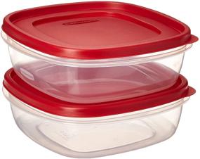 img 1 attached to 🔴 Rubbermaid Easy Find Lid Square 9-Cup Food Storage Containers (Set of 2, Red)