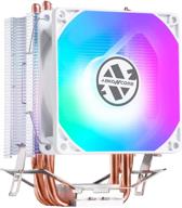 abkoncore ct407w white led cpu cooler with 92mm pwm silent fan - 4 direct contact heatpipes, rainbow spectrum led cpu fan for lga1151/1200, am4/ryzen logo