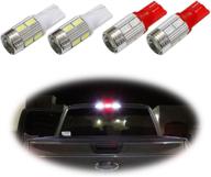 ijdmtoy complete 4pc high power 10-smd 921 912 920 168 t10 led replacement bulbs for truck 3rd/third brake lamp in xenon white and brilliant red logo