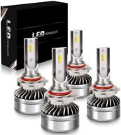 🔦 ausi 9005/hb3 led headlight bulbs combo package csp conversion kit - high beam 9006/hb4 & low beam, 6000lm 6000k cool white, 4 pack, 2 sets logo