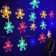 🎄 darknessbreak solar christmas lights: 30ft 50 led multi-color snowflake string lights for outdoor xmas decor, tree, fire place, play house, kids tent, bedroom логотип