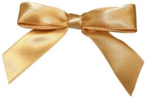 img 1 attached to 🎀 Old Gold Satin Twist Tie Bows - Small Bows, 5/8 Inch x 100 Pieces by Reliant Ribbon 5171-92803-2X1