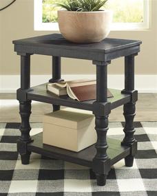 img 3 attached to Classy Black End Table with Dual USB Chargers - Signature Design by Ashley Dannerville