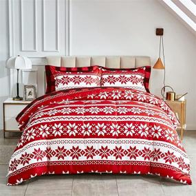 img 3 attached to 🎅 Christmas Red Snowflake Queen Size Bed in a Bag 7-Piece Comforter Set: Holiday Style, Soft Microfiber, Reversible Bed Duvet Set