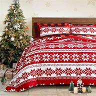 🎅 christmas red snowflake queen size bed in a bag 7-piece comforter set: holiday style, soft microfiber, reversible bed duvet set logo