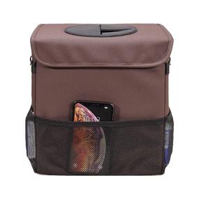 img 3 attached to 🚗 Leather Car Trash Can with Lid and Storage Pockets - Waterproof SUV Car Garbage Can, Leak-Proof Trash Bin for Auto Car Trash Bag (Large, Brown)