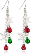 🔔 rarelove christmas ring bell piercing dangle earrings snowman snowflake - silver plated alloy holiday jewelry for women girls, three layered design logo