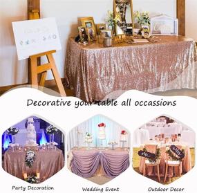 img 3 attached to ✨ Rose Gold Sparkling Sequin Wedding Party Decor Tablecloth/Backdrop (50x50 inch, Rose Gold - Tablecloths)
