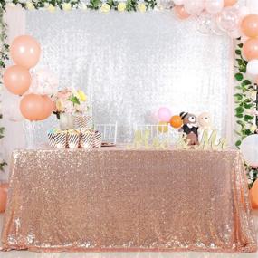 img 4 attached to ✨ Rose Gold Sparkling Sequin Wedding Party Decor Tablecloth/Backdrop (50x50 inch, Rose Gold - Tablecloths)