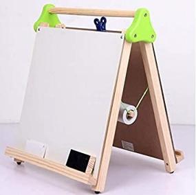 img 1 attached to 🎨 Damikan's 3-in-1 Tabletop Easel for Kids: Dry Erase, Chalkboard, and Painting Art Easel with Paper Roll and Clip. Perfect for Children Ages 3 and Up, Foldable and Portable for Countertop Play