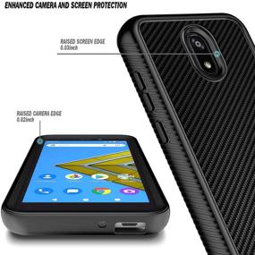 img 2 attached to 📱 E-Began Full-Body Shockproof Bumper Case Cover with Built-in Screen Protector for BLU Wiko Ride (W-U300), Vision 2 (U304AC), AT&T Radiant Core (U304A), Cricket Icon - Carbon Fiber Design