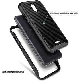 img 1 attached to 📱 E-Began Full-Body Shockproof Bumper Case Cover with Built-in Screen Protector for BLU Wiko Ride (W-U300), Vision 2 (U304AC), AT&T Radiant Core (U304A), Cricket Icon - Carbon Fiber Design