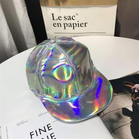 img 1 attached to 🌈 FALETO Rainbow Reflective Baseball Cap with Adjustable Shiny Holographic Design - Perfect for Hip Hop, Rave, and Casual Wear