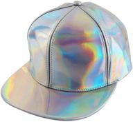 🌈 faleto rainbow reflective baseball cap with adjustable shiny holographic design - perfect for hip hop, rave, and casual wear логотип