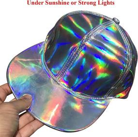 img 3 attached to 🌈 FALETO Rainbow Reflective Baseball Cap with Adjustable Shiny Holographic Design - Perfect for Hip Hop, Rave, and Casual Wear