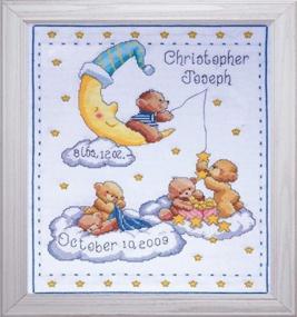 img 1 attached to 🧸 Tobin Heavenly Bears Sampler, Cross Stitch Kit, Size 8 x 10, 11"x14" 14 Count