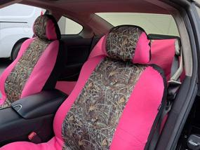 img 3 attached to 🌸 Women's Pink Camo Seat Covers - Maple Forest Tree Leaf Pattern for Trucks, SUVs, and Cars - 9pc Set with Low Back Design