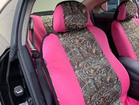 img 2 attached to 🌸 Women's Pink Camo Seat Covers - Maple Forest Tree Leaf Pattern for Trucks, SUVs, and Cars - 9pc Set with Low Back Design