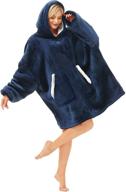 🧥 cozy up in style with navy oversized hooded sweatshirt hoodie blanket - perfect for adults, women, girls, teenagers, and men! logo