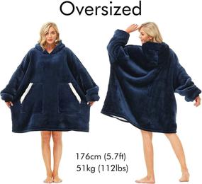 img 3 attached to 🧥 Cozy up in Style with Navy Oversized Hooded Sweatshirt Hoodie Blanket - Perfect for Adults, Women, Girls, Teenagers, and Men!