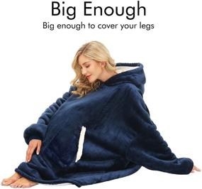 img 2 attached to 🧥 Cozy up in Style with Navy Oversized Hooded Sweatshirt Hoodie Blanket - Perfect for Adults, Women, Girls, Teenagers, and Men!