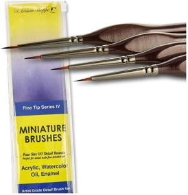 img 4 attached to 4pc Round 00 Fine Tip Detail Paintbrushes Set for Acrylic Watercolor Oil - Miniature Brushes for Art Model Craft Warhammer Hobby Paint by Numbers Painting