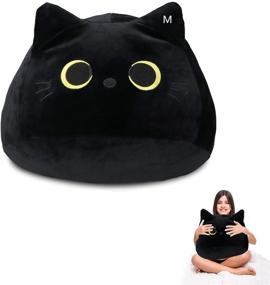 img 4 attached to 🐱 Cute Cat Plush Toy Pillow - Adorable Gift for Girls and Boys, Creative Black Cat Shape, Perfect for Girlfriend (M)