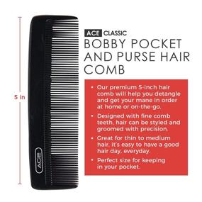 img 3 attached to 💇 GOODY Ace Classic Bobby Pocket and Purse Hair Comb - 5 Inch, Black - Ideal for All Hair Types - Fine Teeth for Thin to Medium Hair