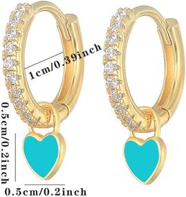 img 3 attached to 💍 NEWITIN 2 Pairs Y2K Hypoallergenic Hoop Earrings for Women Girls - Smiley, Enamel, Heart, Disc, Cubic Zirconia, Gold Plated, Stainless Steel