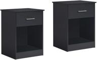 🌙 black wooden nightstand set of 2, reettic end table with sliding drawer and opening shelf, sofa side table for bedroom, rctg101b02 логотип