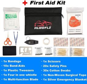 img 1 attached to HLWDFLZ Car Roadside Emergency Kit - Winter Safety Traveler Kit with 13FT Jumper Cables, Blanket, Shovel, Triangle & First Aid Kit for SUV RV