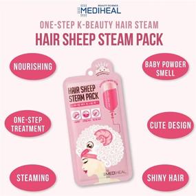 img 1 attached to MEDIHEAL Hair Sheep Steam Pack: Intense Repair Hair Mask 🐑 for All Hair Types - 5 Sheets | At-Home Spa Experience