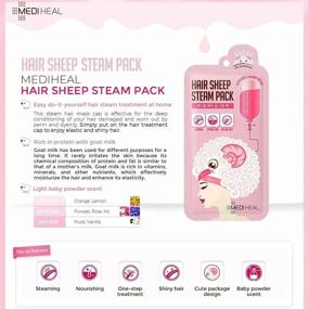 img 3 attached to MEDIHEAL Hair Sheep Steam Pack: Intense Repair Hair Mask 🐑 for All Hair Types - 5 Sheets | At-Home Spa Experience