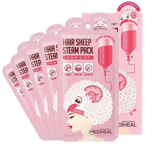 img 4 attached to MEDIHEAL Hair Sheep Steam Pack: Intense Repair Hair Mask 🐑 for All Hair Types - 5 Sheets | At-Home Spa Experience
