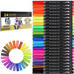 img 4 attached to 🎨 Emooqi 24 Colors Fabric Marker: Permanent & Washable Textile Pen for T-Shirts, Bibs, Shoes & More