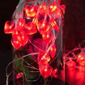 img 1 attached to 💖 Abkshine 50 LED Valentine Heart String Lights with Remote, Battery Operated Red Heart Fairy Lights for Valentine's Day Decorations, Wedding Party, Anniversary, Mother's Day