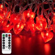 💖 abkshine 50 led valentine heart string lights with remote, battery operated red heart fairy lights for valentine's day decorations, wedding party, anniversary, mother's day логотип