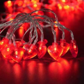 img 3 attached to 💖 Abkshine 50 LED Valentine Heart String Lights with Remote, Battery Operated Red Heart Fairy Lights for Valentine's Day Decorations, Wedding Party, Anniversary, Mother's Day