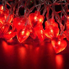 img 2 attached to 💖 Abkshine 50 LED Valentine Heart String Lights with Remote, Battery Operated Red Heart Fairy Lights for Valentine's Day Decorations, Wedding Party, Anniversary, Mother's Day