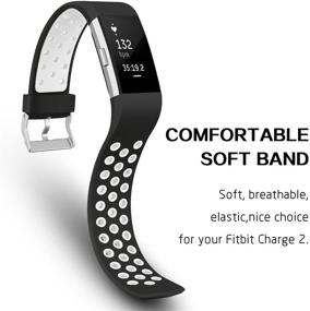 img 2 attached to 🏋️ SKYLET Совместимые с браслетами Fitbit Charge 2 - 3-пак силиконовых заменяемых ремешков для мужчин и женщин - дышащие и надёжные застежки - доступны в размерах большой и малый.