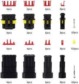 img 2 attached to 🔌 UTSAUTO 352 шт. Водонепроницаемый набор автомобильных и мотоциклетных электрических разъемов и клеммных колодок (1-4 пина)