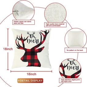 img 3 attached to 🎄 Enhance Your Home Decor with Ouddy Christmas Pillow Covers: Set of 4 Farmhouse Buffalo Check Plaid 18x18 Throw Pillows, Perfect Linen Winter Holiday Cushion Cases for Couch Sofa