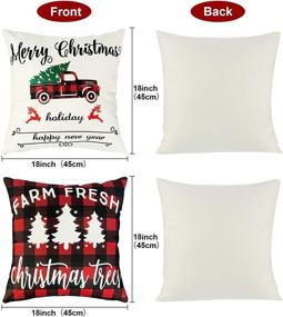 img 2 attached to 🎄 Enhance Your Home Decor with Ouddy Christmas Pillow Covers: Set of 4 Farmhouse Buffalo Check Plaid 18x18 Throw Pillows, Perfect Linen Winter Holiday Cushion Cases for Couch Sofa