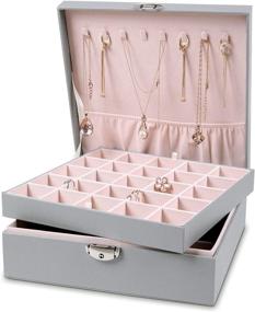 img 3 attached to 🎁 Misaya Gray Jewelry Organizer Box - Earrings, Rings, and Necklace Holder with 50 Slots for Women - Ideal Birthday and Christmas Gift for Jewelry Enthusiasts