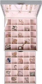 img 2 attached to 🎁 Misaya Gray Jewelry Organizer Box - Earrings, Rings, and Necklace Holder with 50 Slots for Women - Ideal Birthday and Christmas Gift for Jewelry Enthusiasts