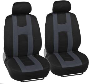 img 3 attached to 🚗 Full Set Combo: BDK Forza Series Charcoal Gray Seat Covers with Car Floor Mats – Front and Rear Bench Seat Cover &amp; Floor Mat Protector Set, Interior Accessories for Auto Truck Van SUV