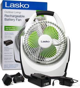 img 1 attached to 🌬️ Lasko RB200 Rechargeable Battery Powered Indoor/Outdoor Fan, 17.24" Height, White