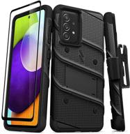 📱 zizo bolt series for galaxy a52 5g case: ultimate protection with kickstand, holster, and lanyard - black logo